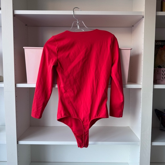 FREE PEOPLE Intimately Truth or Square Long Sleeve Square Neck Red Bodysuit - Picture 4 of 4